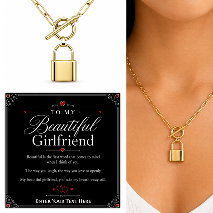 To My Beautiful Girlfriend Personalised Love Lock Necklace In Keepsake Box