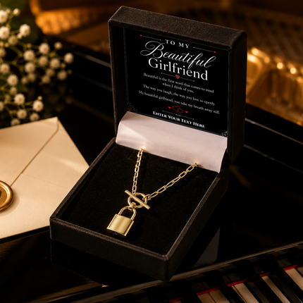 To My Beautiful Girlfriend Personalised Love Lock Necklace In Keepsake Box