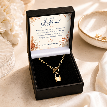 To The Best Girlfriend Personalised Love Lock Necklace In Keepsake Box