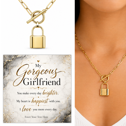 My Gorgeous Girlfriend Personalised Love Lock Necklace In Keepsake Box