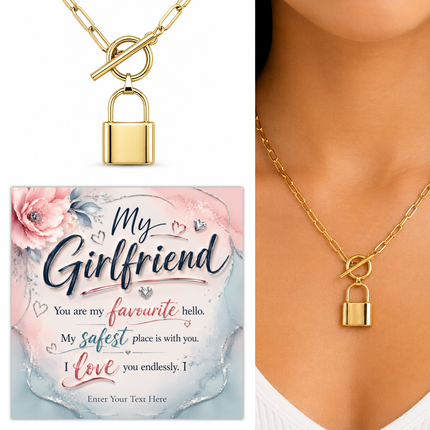 My Girlfriend Personalised Love Lock Necklace In Keepsake Box