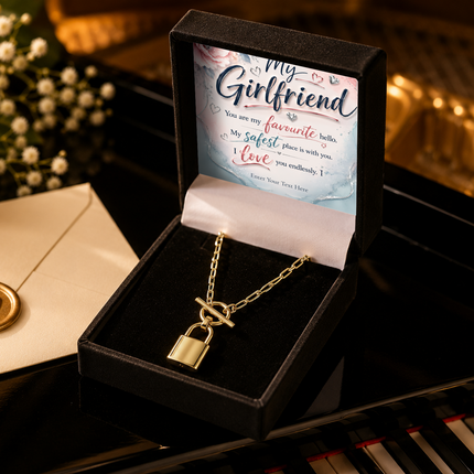 My Girlfriend Personalised Love Lock Necklace In Keepsake Box