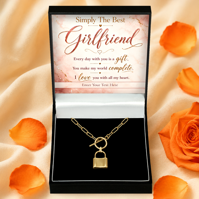 Simply The Best Girlfriend Personalised Love Lock Necklace In Keepsake Box
