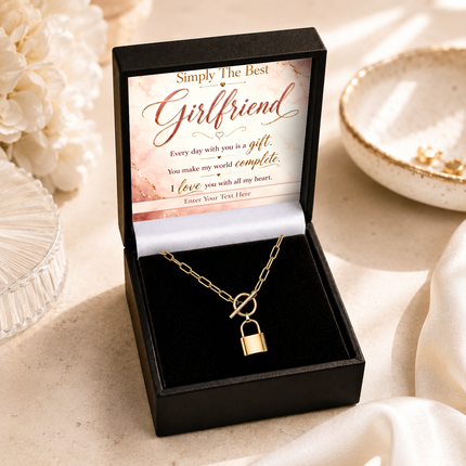 Simply The Best Girlfriend Personalised Love Lock Necklace In Keepsake Box