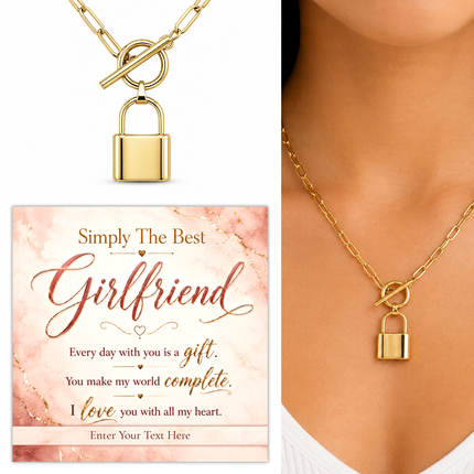 Simply The Best Girlfriend Personalised Love Lock Necklace In Keepsake Box