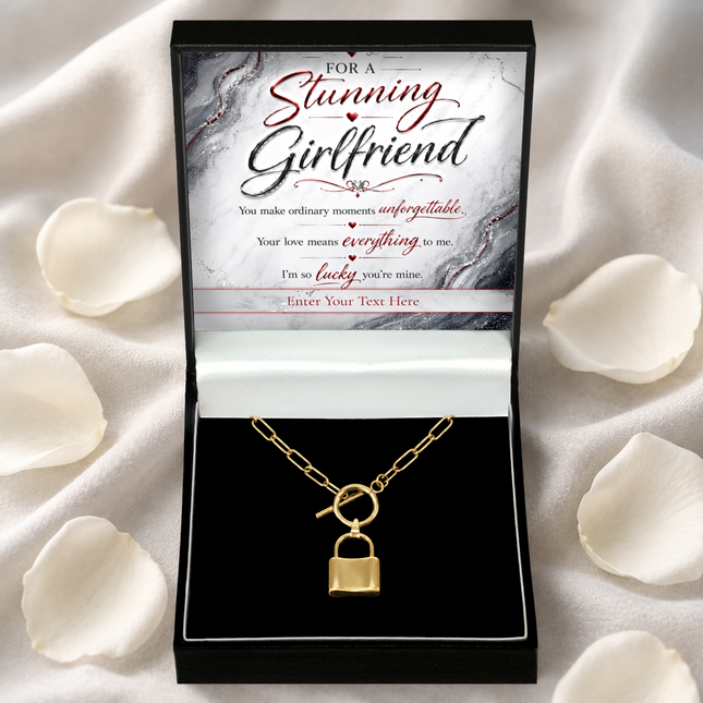 For A Stunning Girlfriend Personalised Love Lock Necklace In Keepsake Box