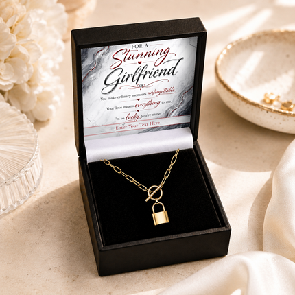 For A Stunning Girlfriend Personalised Love Lock Necklace In Keepsake Box
