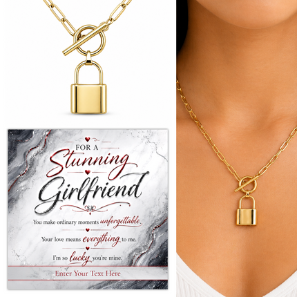 For A Stunning Girlfriend Personalised Love Lock Necklace In Keepsake Box