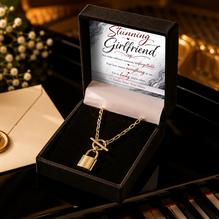 For A Stunning Girlfriend Personalised Love Lock Necklace In Keepsake Box