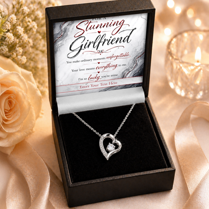 For A Stunning Girlfriend Personalised Eternal Heart Necklace In Keepsake Box