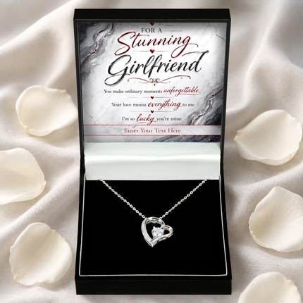 For A Stunning Girlfriend Personalised Eternal Heart Necklace In Keepsake Box