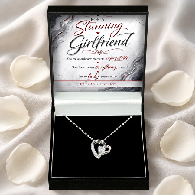 For A Stunning Girlfriend Personalised Eternal Heart Necklace In Keepsake Box