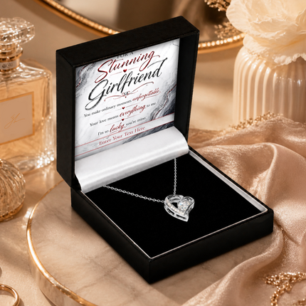 For A Stunning Girlfriend Personalised Eternal Heart Necklace In Keepsake Box