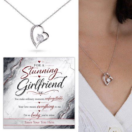 For A Stunning Girlfriend Personalised Eternal Heart Necklace In Keepsake Box