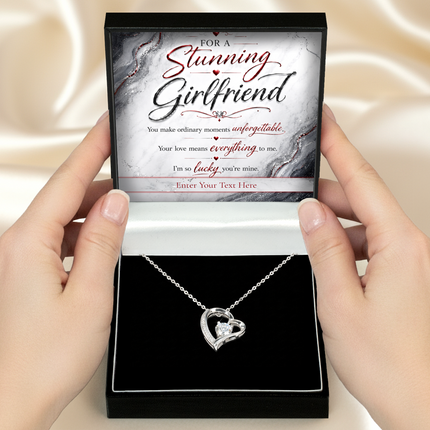 For A Stunning Girlfriend Personalised Eternal Heart Necklace In Keepsake Box