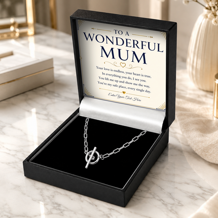 To A Wonderful Mum Personalised Unity Chain Necklace In Keepsake Box
