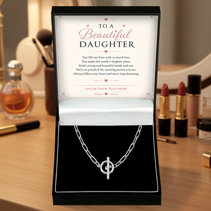 To A Beautiful Daughter Personalised Unity Chain Necklace In Keepsake Box
