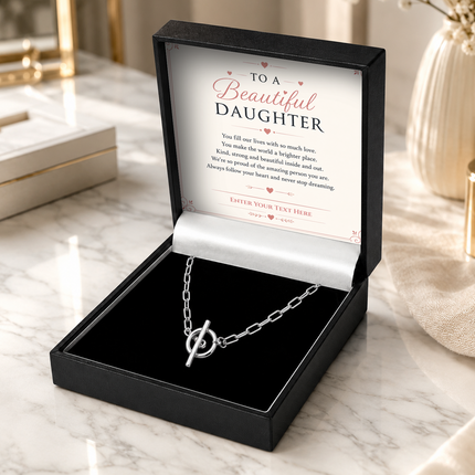 To A Beautiful Daughter Personalised Unity Chain Necklace In Keepsake Box