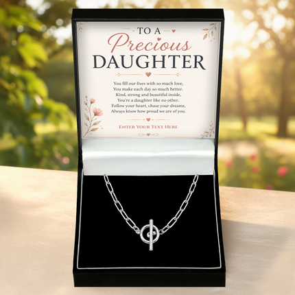 To A Precious Daughter Personalised Unity Chain Necklace In Keepsake Box