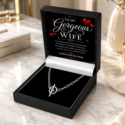 To My Gorgeous Wife Personalised Unity Chain Necklace In Keepsake Box