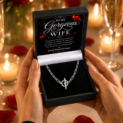 To My Gorgeous Wife Personalised Unity Chain Necklace In Keepsake Box