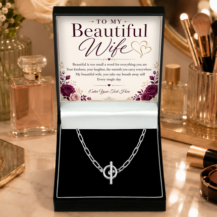 To My Beautiful Wife Personalised Unity Chain Necklace In Keepsake Box
