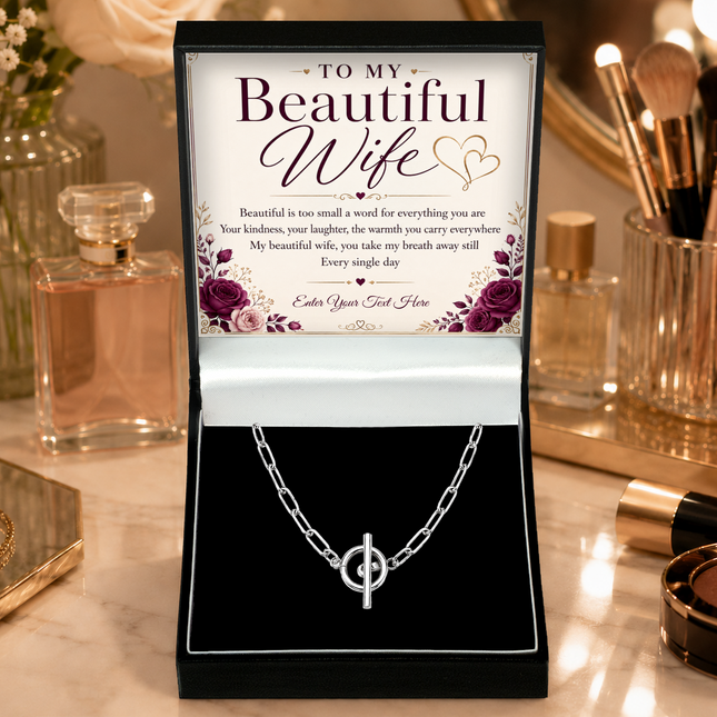 To My Beautiful Wife Personalised Unity Chain Necklace In Keepsake Box