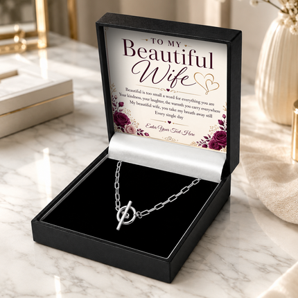 To My Beautiful Wife Personalised Unity Chain Necklace In Keepsake Box