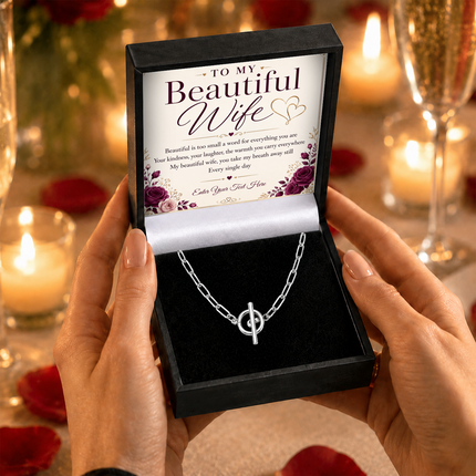 To My Beautiful Wife Personalised Unity Chain Necklace In Keepsake Box