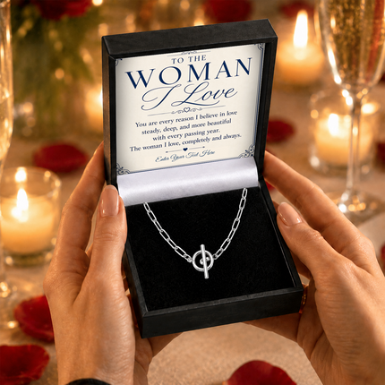 To The Woman I Love Personalised Unity Chain Necklace In Keepsake Box