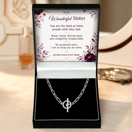To My Wonderful Sister Personalised Unity Chain Necklace In Keepsake Box