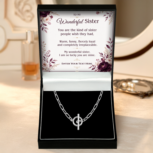 To My Wonderful Sister Personalised Unity Chain Necklace In Keepsake Box