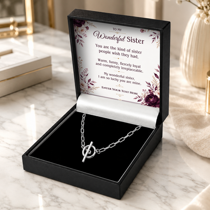 To My Wonderful Sister Personalised Unity Chain Necklace In Keepsake Box