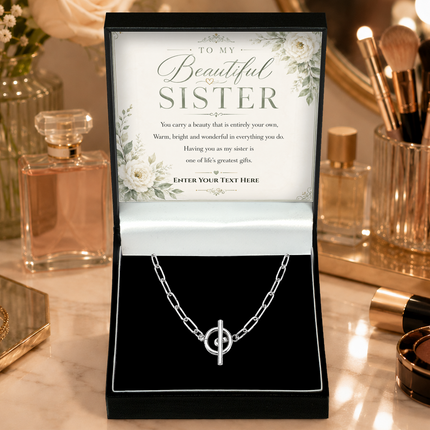 To My Beautiful Sister Personalised Unity Chain Necklace In Keepsake Box