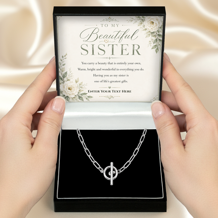 To My Beautiful Sister Personalised Unity Chain Necklace In Keepsake Box