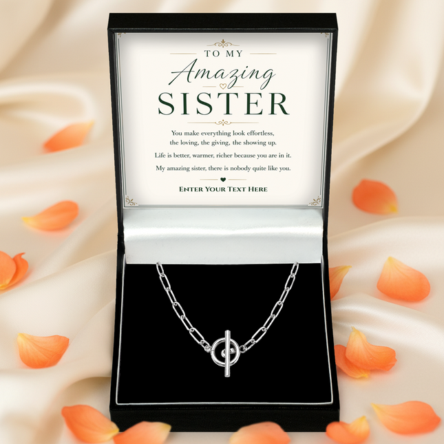 To My Amazing Sister Personalised Unity Chain Necklace In Keepsake Box