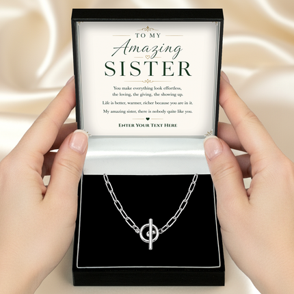 To My Amazing Sister Personalised Unity Chain Necklace In Keepsake Box