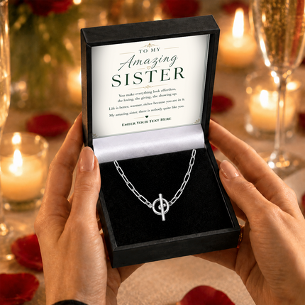 To My Amazing Sister Personalised Unity Chain Necklace In Keepsake Box