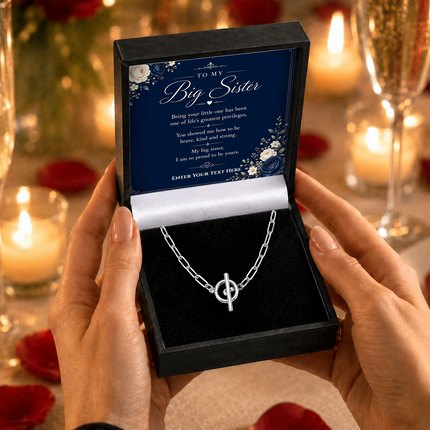 To My Big Sister Personalised Unity Chain Necklace In Keepsake Box