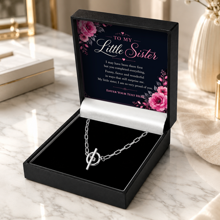To My Little Sister Personalised Unity Chain Necklace In Keepsake Box