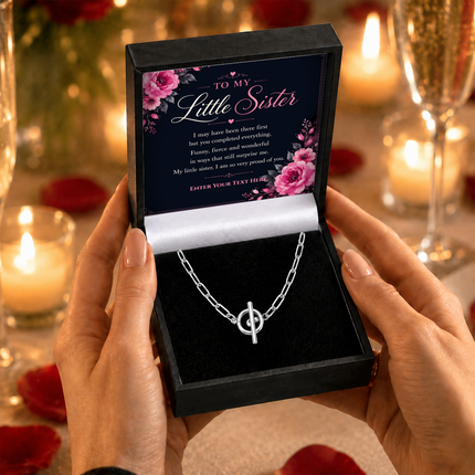 To My Little Sister Personalised Unity Chain Necklace In Keepsake Box