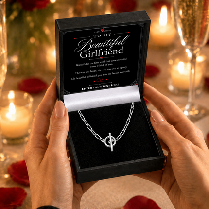To My Beautiful Girlfriend Personalised Unity Chain Necklace In Keepsake Box