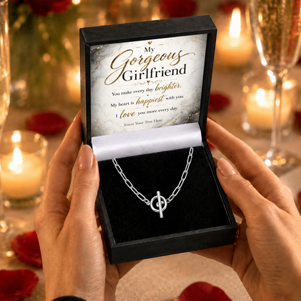My Gorgeous Girlfriend Personalised Unity Chain Necklace In Keepsake Box