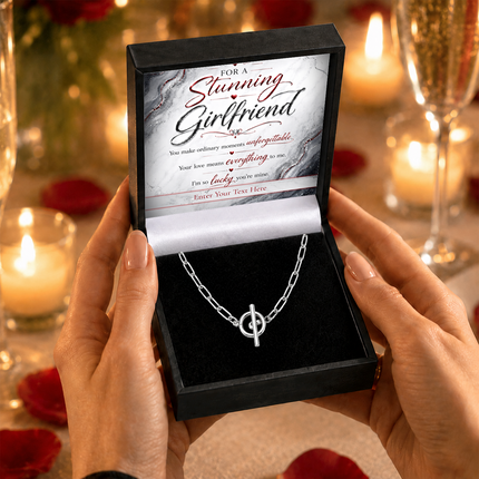 For A Stunning Girlfriend Personalised Unity Chain Necklace In Keepsake Box