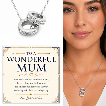 To A Wonderful Mum Personalised Trinity Ring Necklace In Keepsake Box