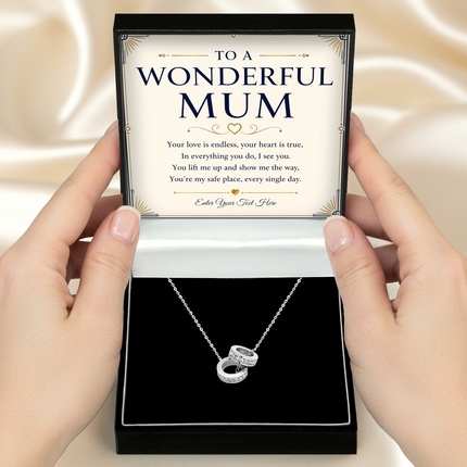 To A Wonderful Mum Personalised Trinity Ring Necklace In Keepsake Box
