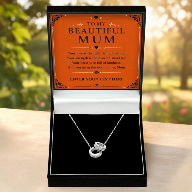 To My Beautiful Mum Personalised Trinity Ring Necklace In Keepsake Box