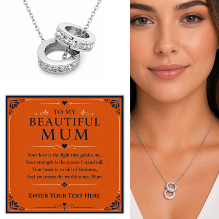 To My Beautiful Mum Personalised Trinity Ring Necklace In Keepsake Box