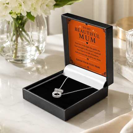 To My Beautiful Mum Personalised Trinity Ring Necklace In Keepsake Box