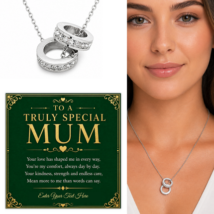 To A Truly Special Mum Personalised Trinity Ring Necklace In Keepsake Box